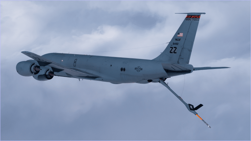 KC-135 Stratotanker Air Force refueling tanker in flight