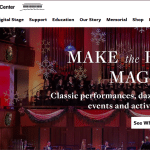 Screenshot of Kennedy Center website showing "The Trump Kennedy Center" in header