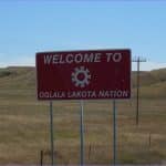 Welcome to Oglala Lakota Nation sign on BIA Highway 41, South Dakota