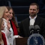 Virginia Governor Abigail Spanberger takes the oath of office surrounded by her family in Richmond