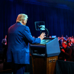 President Donald Trump speaks to House Republicans at the Kennedy Center on January 6, 2026