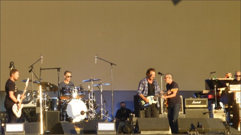 Pearl Jam performing onstage at BST Hyde Park festival in London, England, July 2022