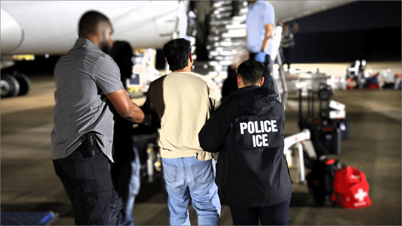 ICE officers escort detainee to deportation flight at Dallas airport