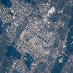 Aerial satellite view of Chicago O'Hare International Airport from the International Space Station