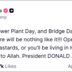 Screenshot of Donald Trump Truth Social post threatening to bomb Iran power plants and bridges on Easter Sunday April 5 2026
