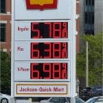 Gas pump at Shell station in Chicago West Loop showing $5.78 per gallon for regular gasoline during Iran war