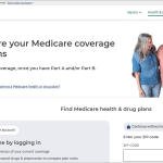 Medicare.gov plan finder homepage, where a DOGE-led directory exposed provider Social Security numbers
