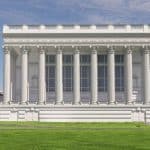 Architectural rendering of President Trump's planned white-columned White House ballroom