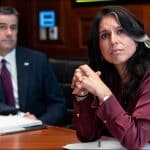 DNI Tulsi Gabbard and CIA Director John Ratcliffe at a conference table in the White House Situation Room in 2025