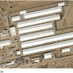 Aerial view of Camp East Montana immigration detention tent facility at Fort Bliss in El Paso, Texas, from GAO report