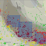 AirNow fire and smoke map showing Canadian wildfire smoke covering the Midwest and mid-Atlantic with red and purple monitors marking hazardous air quality