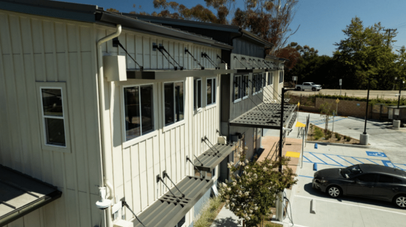 Exterior of Patterson Point supportive housing apartments in Goleta, California
