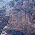 Aerial view of the Rio Grande flowing through the 1,400-foot limestone cliffs of Mariscal Canyon in Big Bend National Park