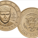 US Mint rendering of the 2026 Trump $1 coin, with Donald Trump's portrait on the front and the presidential seal on the back